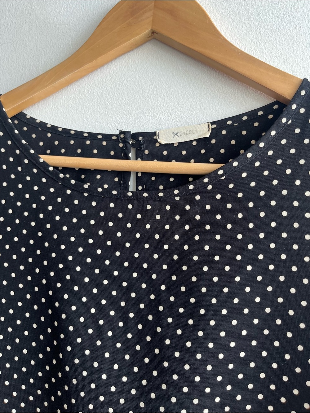 Everly Black Polka Dot Shift Dress | Minimalist French Girl Summer Dress Sz S - Picture 4 of 8